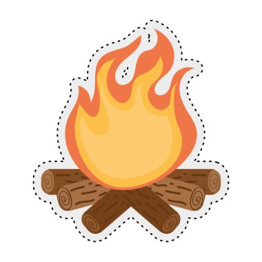 şenlik ateşi sonbahar çıkartması simgesi Vektör illüstrasyonuName