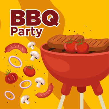 BBQ ızgara poster Vektörü illüstrasyonu