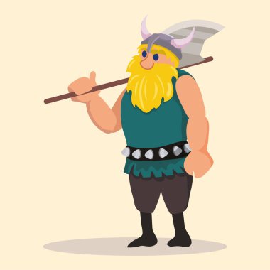 Viking çizgi film karakteri Vektör illüstrasyonu