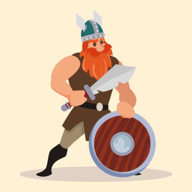 Viking çizgi film karakteri Vektör illüstrasyonu