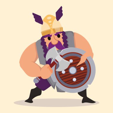 Viking çizgi film karakteri Vektör illüstrasyonu