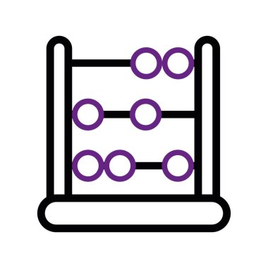 Mor boncuklu abaküs simgesi ve basit bir biçim Vektör illüstrasyonunda siyah çerçeve