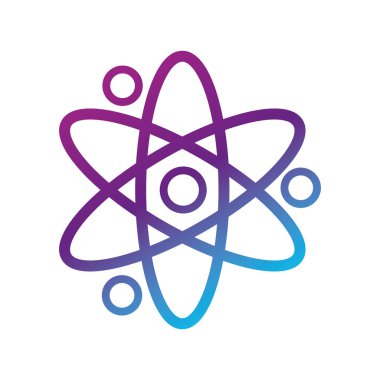 Mor ve mavi tonlarda gradyan atom simgesi Vektör illüstrasyonu