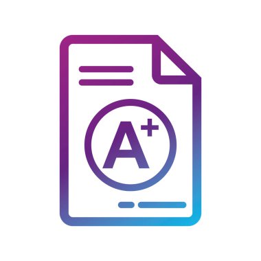 Gradyan A artı mor ve mavi tonlarda sınıf simgesi Vektör illüstrasyonu