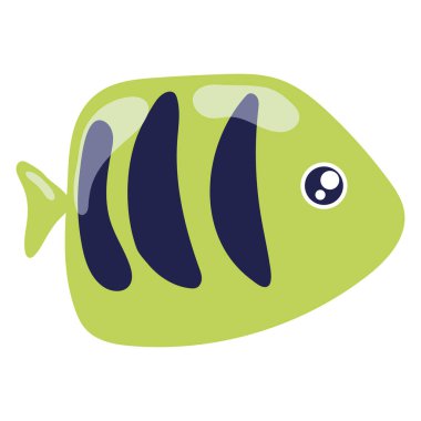 Çizgi film stili Vektör illüstrasyonunda büyük gözlü sevimli bir balık.