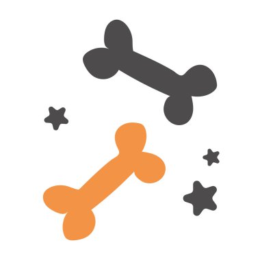 Cadılar Bayramı kemikleri turuncu ve siyah yıldızlı, ürkütücü tatil tasarımı Vektör çizimi