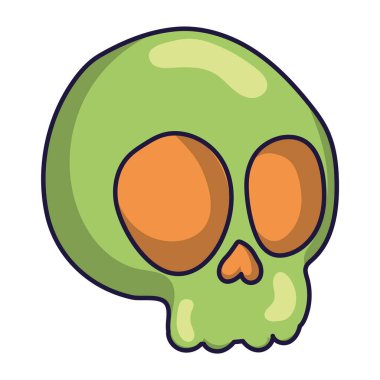 Büyük gözlü Cadılar Bayramı kafatası, ürkütücü dekorasyon vektörü çizimi