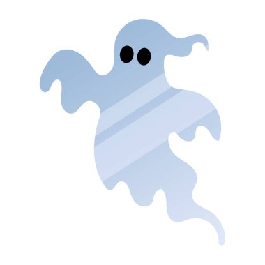 Yuvarlak şekilli ve siyah gözlü şirin mavi hayalet, Vektör çizimi