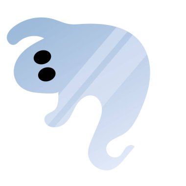 Yuvarlak şekilli ve siyah gözlü şirin mavi hayalet, Vektör çizimi