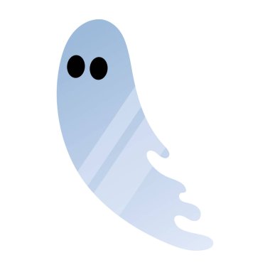 Yuvarlak şekilli ve siyah gözlü şirin mavi hayalet, Vektör çizimi