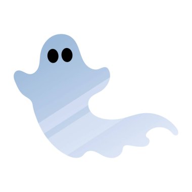 Yuvarlak şekilli ve siyah gözlü şirin mavi hayalet, Vektör çizimi