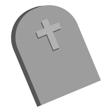 Çapraz çizgili minimalist gri mezar taşı, Cadılar Bayramı süslemeleri için mükemmel, Vektör illüstrasyonu