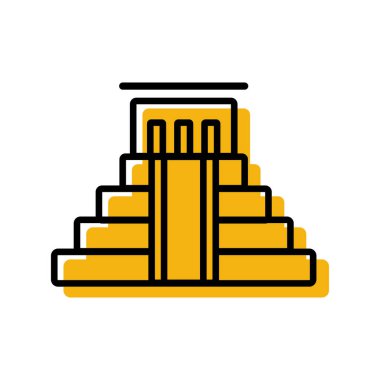 Meksika piramit ikonunun tasviri. Cesur taslak şeklinde. Antik kültürü temsil ediyor. Vektör illüstrasyonu