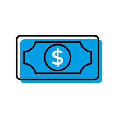 Dolar banknot simgesi tasarımı. Vektör illüstrasyonu