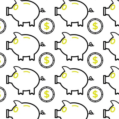 Kumbara ve para tekrar. Vektör illüstrasyonu