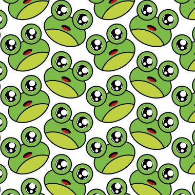 Yeşil kurbağa surat çizimi. Vektör illüstrasyonu