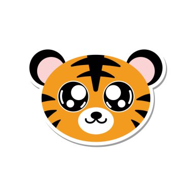 Gülümseyen kaplan kafası çizgi filmi. Vektör illüstrasyonu