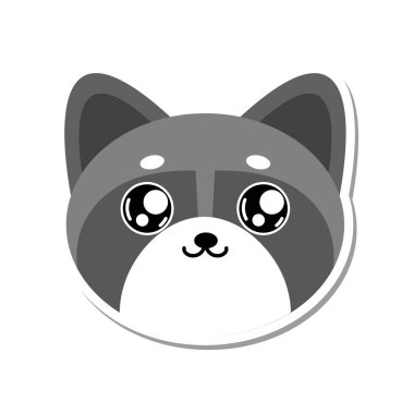 Şirin gri rakun suratı. Vektör illüstrasyonu