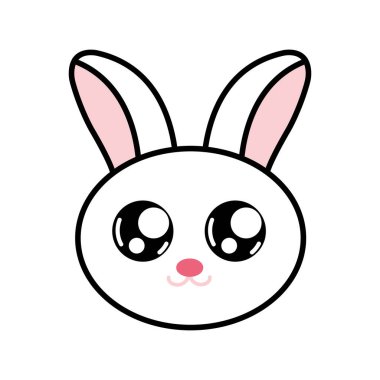 Sevimli beyaz tavşan surat. Vektör illüstrasyonu