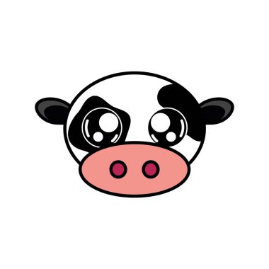 İnek çizgi film yüzü ikonu. Vektör illüstrasyonu