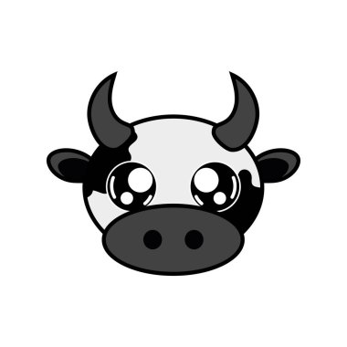 Boğa çizgi film kafa ikonu. Vektör illüstrasyonu