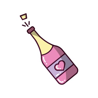 Şampanya şişesi patlatıyorum. Vektör illüstrasyonu