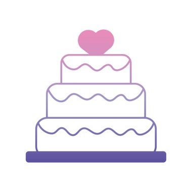 Üç katlı düğün pastası. Vektör illüstrasyonu