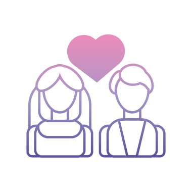 Gelin ve damat avatarı. Vektör illüstrasyonu