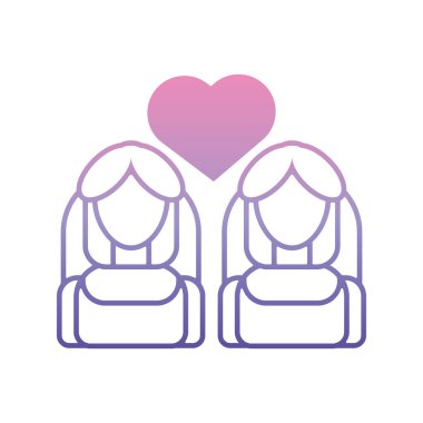 Aşık bir kadın çift. Vektör illüstrasyonu