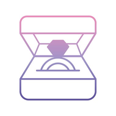 Kutuda elmas yüzük. Vektör illüstrasyonu