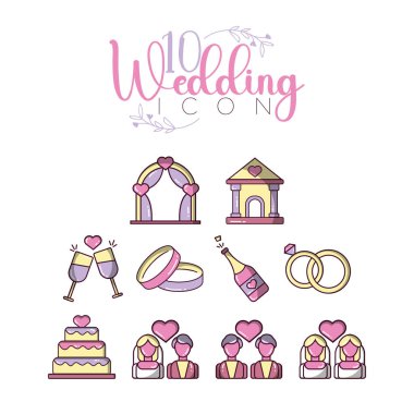 Çeşitli düğün setleri. Vektör illüstrasyonu