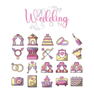 Tam bir düğün ikonu. Vektör illüstrasyonu