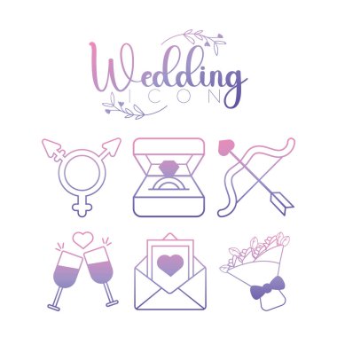 Gradyan düğün paketi. Vektör illüstrasyonu