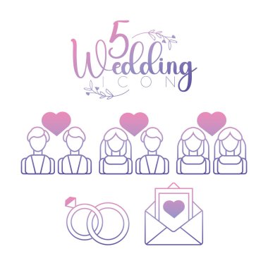 Özel aşk ikonları. Vektör illüstrasyonu