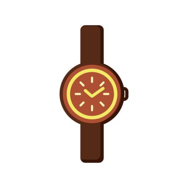Kahverengi kol saati ikonu. Vektör illüstrasyonu