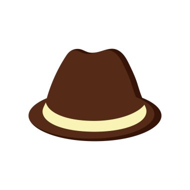 Kahverengi fötr şapka ikonu. Vektör illüstrasyonu