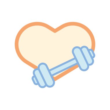 Kalp ve dambıl ikonu. Vektör illüstrasyonu