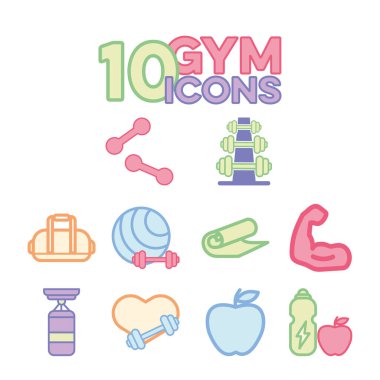 Sağlıklı yaşam tarzı ikonu paketi. Vektör illüstrasyonu