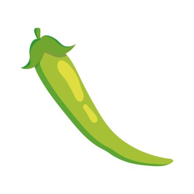 Tek yeşil kırmızı biber. Vektör illüstrasyonu