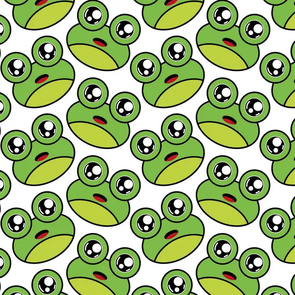 Yeşil kurbağa surat çizimi. Vektör illüstrasyonu
