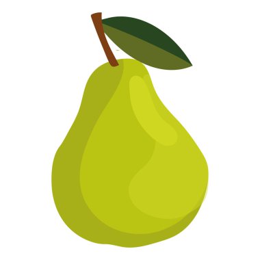 Yaprak ikonlu yeşil armut. Vektör illüstrasyonu