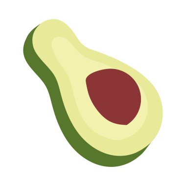 Dilimlenmiş avokado ve tohum. Vektör illüstrasyonu