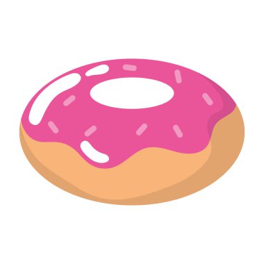 Pembe kaplı çörek ikonu. Vektör illüstrasyonu
