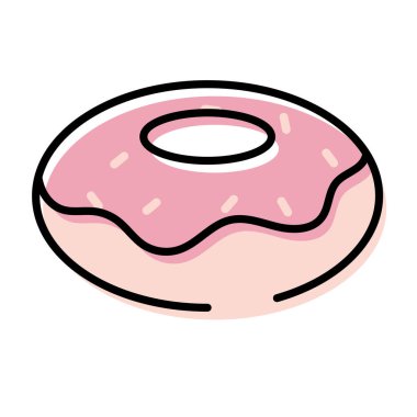 Pembe kaplı çörek ikonu. Vektör illüstrasyonu