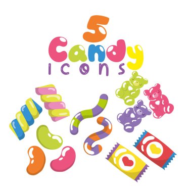 Jelibon ve jöle seti. Vektör illüstrasyonu