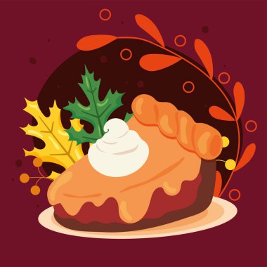 Kremalı balkabağı dilimi. Vektör illüstrasyonu