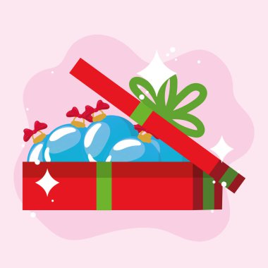 Sihirli hediye kutusunu aç. Vektör illüstrasyonu