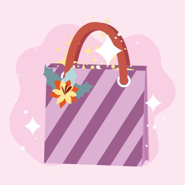 Çizgili hediye çantası. Vektör illüstrasyonu