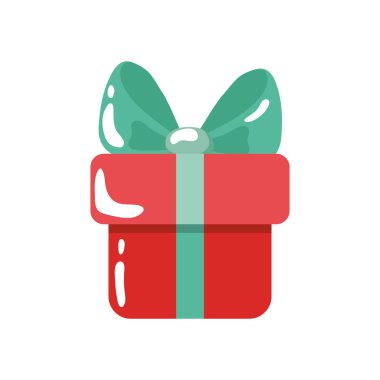 Fiyonklu kırmızı hediye kutusu. Vektör illüstrasyonu