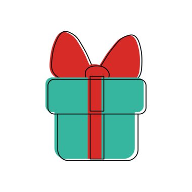 Fiyonklu yeşil hediye kutusu. Vektör illüstrasyonu